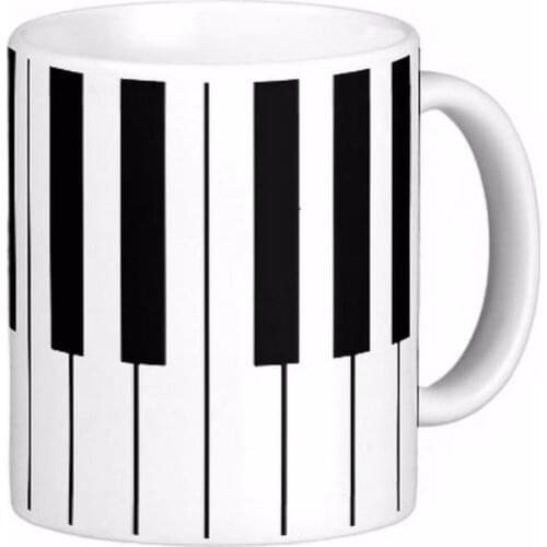Music Themed Piano Keys Classic White Coffee Mugs Tea Mug Customize Gift By LVSURE Ceramic Mug Travel Coffee Mugs