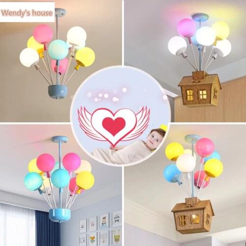 Creative color balloon chandelier lamps childrens room boy girl bedroom lamp Nordic modern minimalist bedroom lights