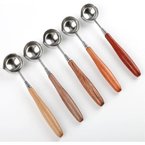 1pc Melting Wax Seal Spoon for Letter Envelope Stamp Vintage Wood Handle Hot Wax Holder Sealing Wax for Scrapbooking