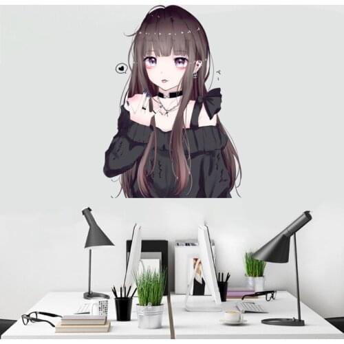 Three Ratels QC258 Lovely black dress girl wall stickers for bathroom home decoration living room