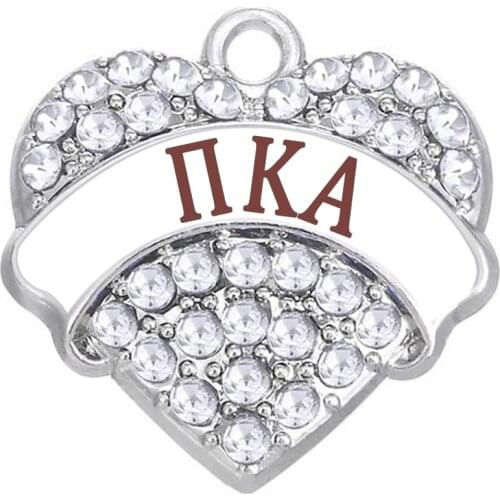 Associations Jewelry New Fashion HKA Pi Ka Alpha Greek Letter Sorority Hearts Shape Crystal Charm & Pendants