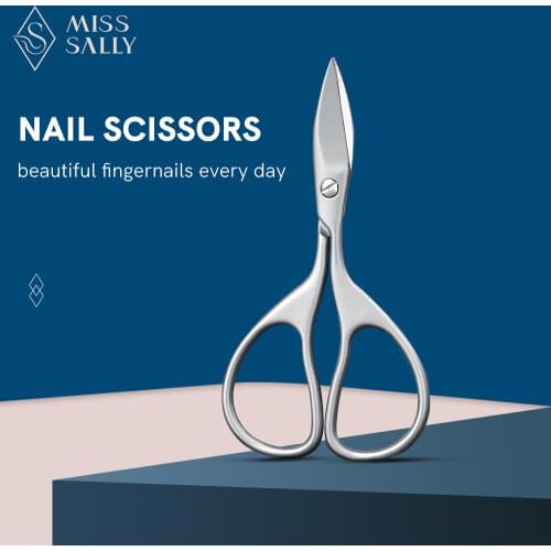 Miss Sally Nail Scissors Curved Blade Stainless Steel Eyebrow Eyelash Frog Scissors Facial Hair Remover Makeup Beauty Tool