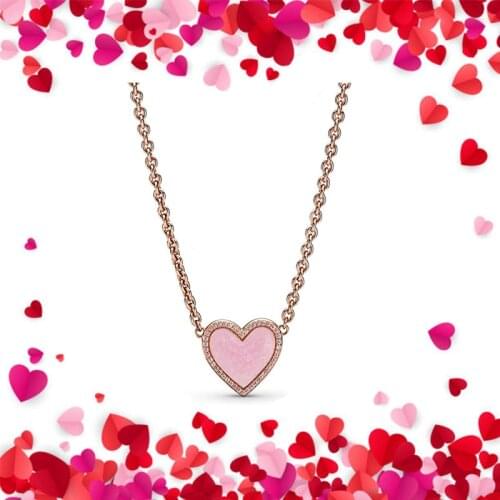 2021 Valentines Day New Series High Quality 100% 925 Silver Love Heart Necklace Girl Fashion Jewelry Romantic Gift
