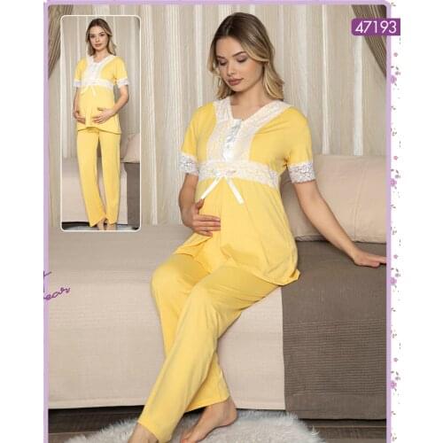 Mother Pregnancy Maternity Pajamas Set Lacy Cotton Wear at Home Comfortable Bed until Birth Soft 3 Pieces M L XL