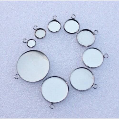 Fit 6mm 8mm 10mm 12mm 14mm 16mm 18mm 20mm 25mm Round Cabochons Stainless Steel Blank Setting Bezel Base For DIY Gift 20pcs
