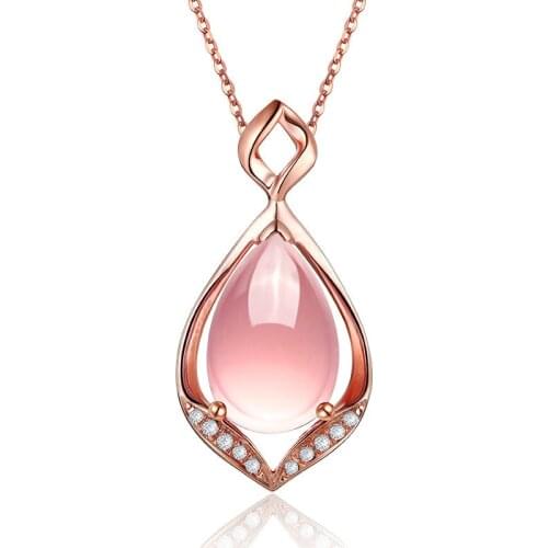 Popular 925 Silver Mosaic Jade Crystal Water Drop Pendant Trendy Fashion Charm Jewelry Accessories Amulet Gifts for Women Her