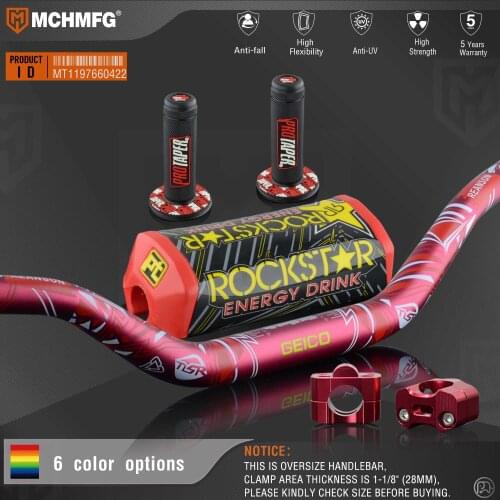 Handlebar For Pro Taper Pack Bar 1-1/8" Classic Handle bar Pads Grips Pit Pro Racing Dirt Pit Bike Motorcycle With CNC Adapter