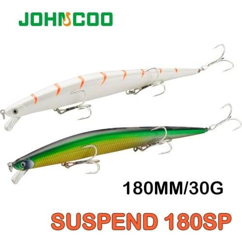 JOHNCOO Fishing Lures Minnow Artificial Baits 180mm 30g Jerkbait Suspend Wobbler Long Cast Hard Bait Seabass Sardine Lure