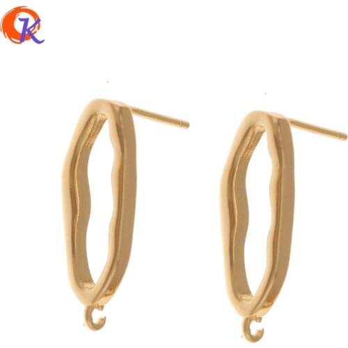 Cordial Design 40Pcs 6*19MM Earrings Stud/Hand Made/Genuine Gold Plating/Oval Shape/Jewelry Accessories/DIY/Earring Findings
