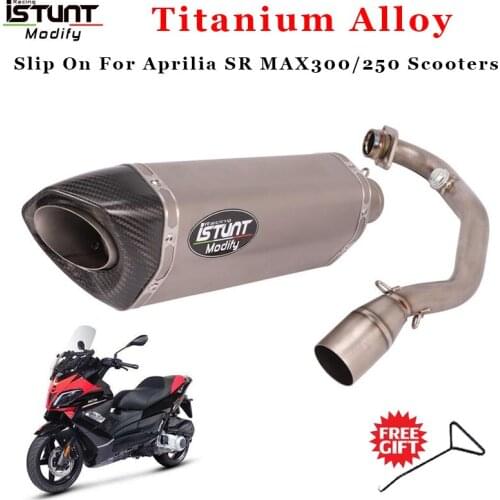 Slip On For Aprilia sr max250 srmax300 Scooters Motorcycle Exhaust System Modified Escape Titanium Alloy Front Link Pipe Muffler