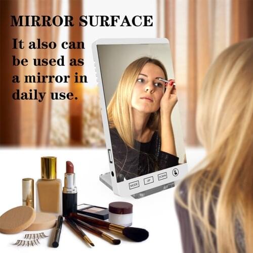 LED Mirror Alarm Clock Touch Button Digital Clock Time Temperature Humidity Display Desktop Table Clock With Removable Bracket