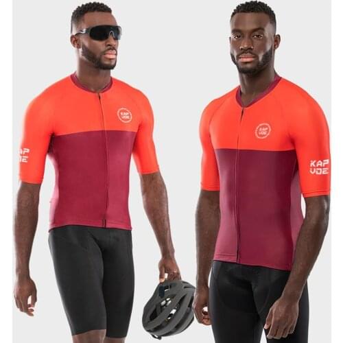 Kapvoe Cycling Jersey Set Bib Shorts 20D Gel Pad Cycling Tops Bike Wear Clothing Short Sleeve Maillot Quick-Dry Racing Clothing