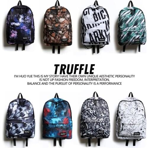 TRUFFLE brand men backpacks for women Boys Girls teenagers fashion school Backpack with print abstract Travelling bag for laptop