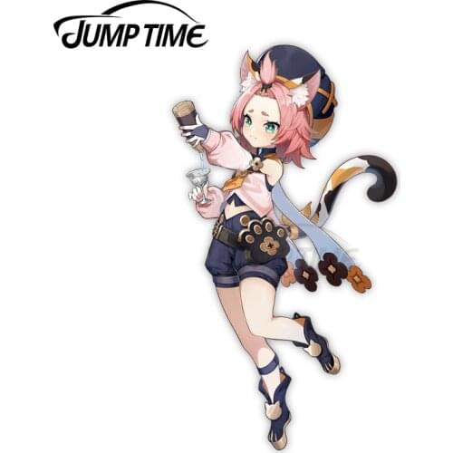 Jump Time 13 x6cm For Genshin Impact Diona Car Stickers Vinyl Anime Graphics Scratch-proof Decoration Waterproof DIY Trunk Decal