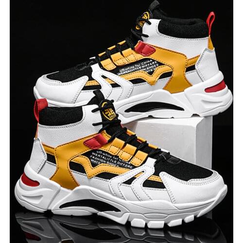 2021 High Top Sport Shoes Men Sneakers White Lace Up Mens Running Shoes Plus Velvet Flats Trainers Basket Men Casual Shoes