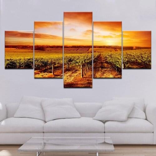 Sunset Hills Vineyards landscape 5 Panels HD Print Wall Art modern Modular Poster art Canvas painting for Living Room Home Decor