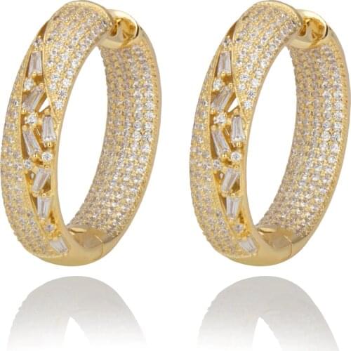 TIRIM Luxury Trendy Crystal Big Hoop Earrings For Women Cubic Zircon Banquet Nigeria Party Jewelry Wedding Prom Anniversary Gift