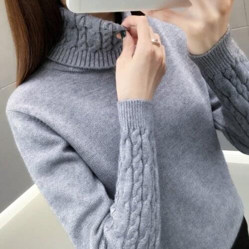Women Basic Sweater Turtleneck Pullovers Autumn Winter Solid Sweaters New Long Sleeve Thick Warm Female Purple Sweater De Mujer