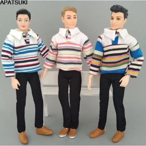 1SET 1:6 Boy Doll Clothes Colorful Striped Shirt & Trousers Pants For Ken Doll Clothes For Barbies Boyfriend Ken Prince Doll