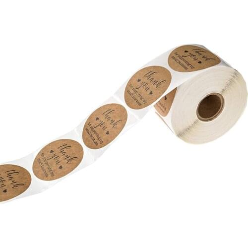 100-500 Pcs Round Kraft Paper Label Sticker Thank You For Supporting My Small Business Stickers Scrapbook Stationery Sticker