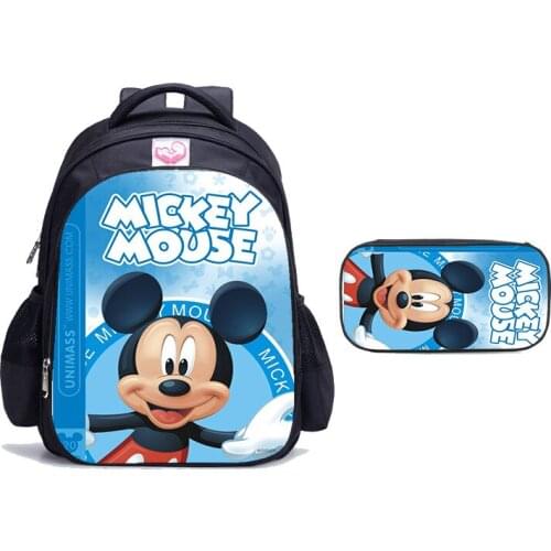 Disney Hot Students Minnie Mickey Mouse Backpack 2pcs/set Kids Knapsack Teens Rucksack Girls Boys Schoolbag Back to School Gift