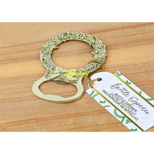 200pcs/lot Fast shipping Retro Gold Wreath Beer Bottle Opener For Wedding Favors Party Gift