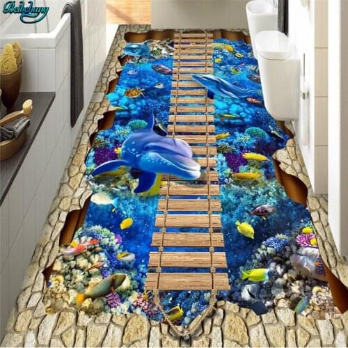 Beibehang Large - scale custom underwater world single - plank bridge dolphin outdoor 3D painting three - dimensional painting