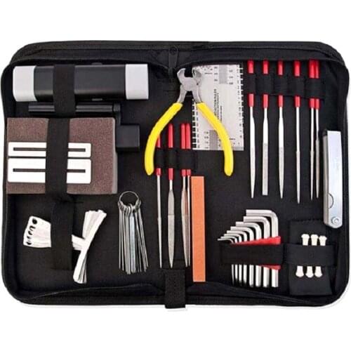 45Pcs Guitar Repair Tool Kit Guitar Toolkit with Grinding Fret File Guitars Repair Maintenance Tool Kit