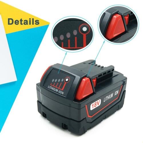 Rechargeable Battery 5000mAh Lithium 18V replacement batteries for Milwaukee M18 Power Tools 2601 2611 2630 2650 48-11-1850