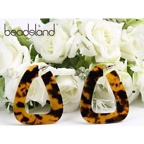 Beadsland Acetic Acrylic Hoop Earrings Triangle Shape Fashion Trendy Design Women Girls Dancing Party Christmas Gift 39996