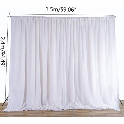White Sheer Silk Cloth Drapes Panels Hanging Curtains Photo Backdrop Wedding Party Events DIY Decoration Textiles 2.4x1.5M