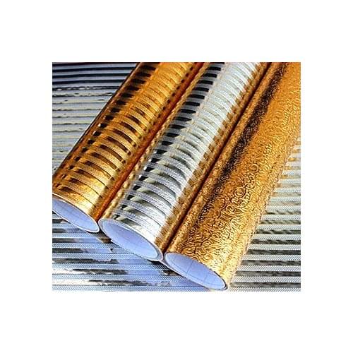 Free shipping aluminum foil paper sticker furniture gold silver geometric waterproof kitchen cabinet waterproof 3d wallpapers