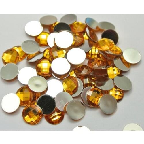 BSTAYLYEXI 200PCS Gold Acrylic Flatback Faceted Round Rhinestone 10mm No Hole Shoes Bags Garment Jewelry accessories