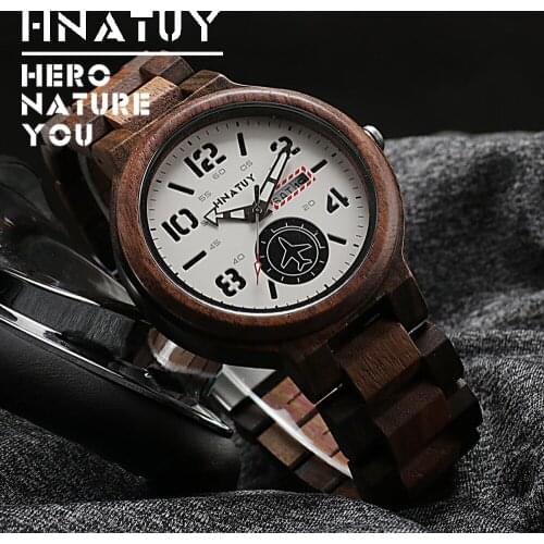 Hnatuyi Mens Watches Quartz Watches Wooden Simple Wristwatches Watches Man 2020 Fashion & Casual Wood Box As Gift Watch Male