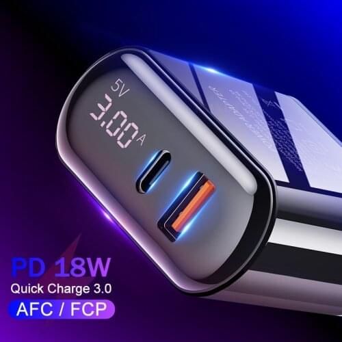 Digital Display Quick Charge 3.0 USB Charger 18W PD 3.0 Fast Charging For iPhone 11 Pro Mobile Phone USB C Charger Power Adapter