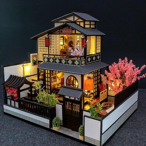 DIY Japanesee Wooden Miniature Doll House Kit DIY Doll House Creative Building Assembly Model Kit Christmas Birthday Gifts