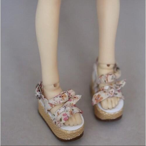 N01-X074 children handmade toy 1/3 1/4 Doll Accessories BJD/SD doll shoes Red floral cake sandals 1pair