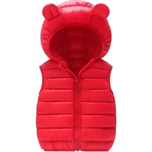 Autumn and Winter Childrens Vests Hooded Cartoon Waistcoats Spring and Autumn Jackets Solid Zipper Children Vests