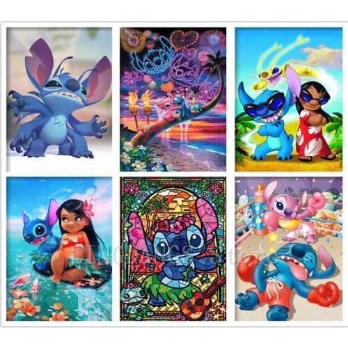Disney Lilo & Stitch 5D DIY Full Drill Diamond Painting Cartoon Girl Diamond Mosaic Embroidery Cross Stitch Art Home Decor Gift