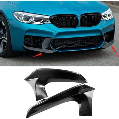 For BMW 5 Series F90 M5 2018-2019 Carbon Fiber Performance Style Front Bumper Splitter Spoiler Fins Trim