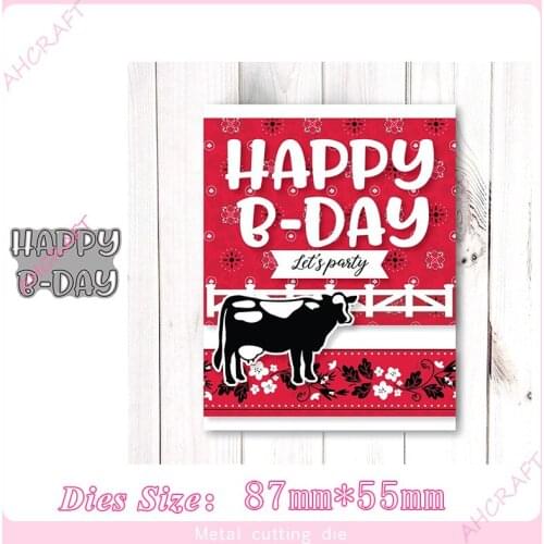 Happy B-Day Words Metal Cutting Dies for diy Scrapbooking Photo Album Decorative Embossing PaperCard Crafts Die Cut 2020