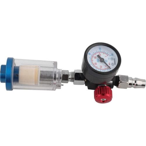 Tyre Pressure Meter 1/4in Air Inlet Pressure Regulator In Line Water Oil Trap Filter Separator Spray Gun Tool Vacuum Gauge