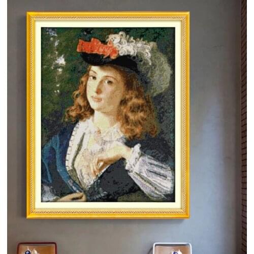 Oil painting girl style Cross Stitch Kit Home Decorative 11CT 14CT DMC Chinese Embroidery Needlework Easy DIY Cross-stitch set