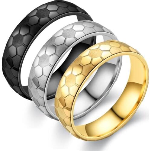 YWSHK Titanium Steel Football Pattern Unisex Classic Personalize Engrave Name Rings for Men Team Fans Jewelry 2021 Trend Anillo