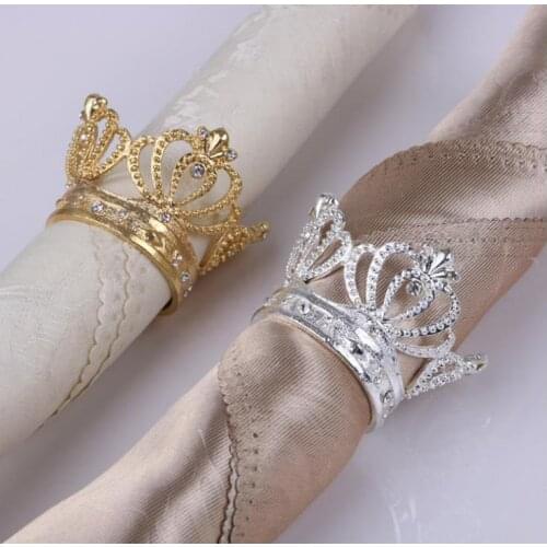 Crown Napkin Ring Metal Crown Shape with Imitation Diamond Napkin Holder for Home Wedding Table Decoration Napkin Buckle SN631