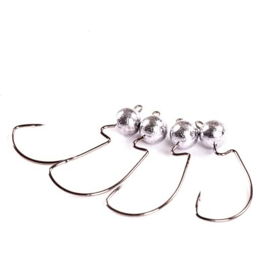 10 pcs Jighead Worm Hook Jigs Carbon Steel Bass Fishing Soft Swimming Bait Anzol Anzuelos De Pesca Swimbait Hooks Fishing