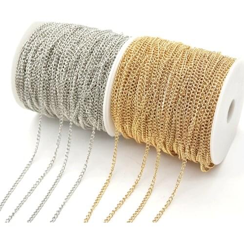 Fashion Silver Gold Plated Necklace Chain O Shape Metal Chains For DIY Handmade Jewelry Accessories Making Bracelet Components