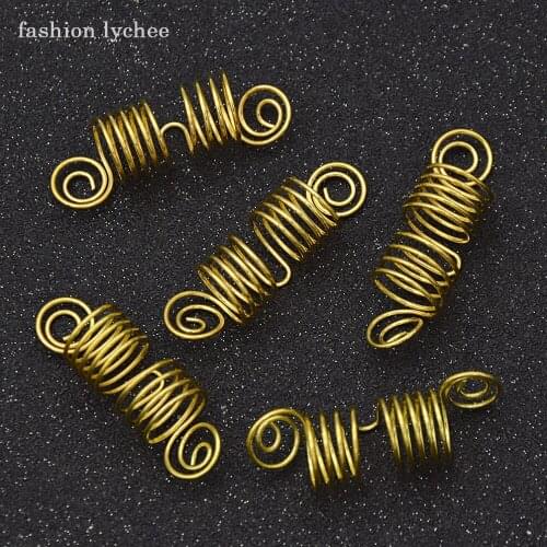 Fashion lychee 5pcs Brand New Silver Gold Metal Spring Dreadlock Clips For Women High Quality Fashion 2018 Hair Jewellery