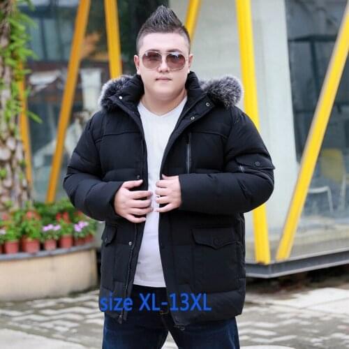 New Winter Men super Large with hood Fur Collar White Duck Down Jacket Fashion Trend Coat Loose Casual plus size XL-11XL12XL13XL