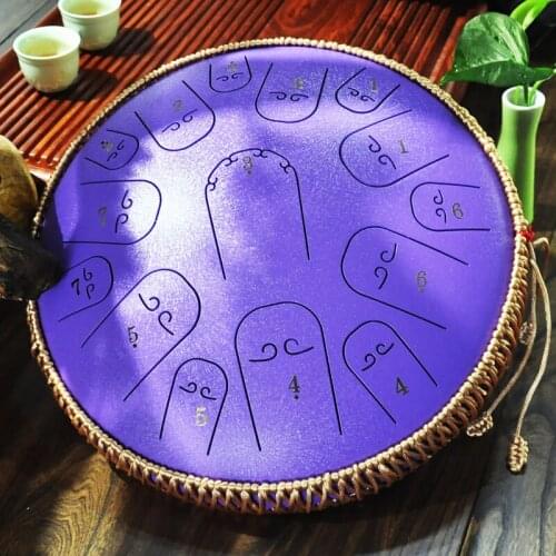 NEW Steel 14 inch Tongue Drum 15 tone Drum Handheld Tank Drum Percussion Instrument Yoga Meditation Beginner Music Lovers Gift